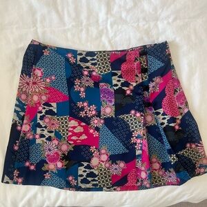 Zara Oriental Floral Patchwork Skirt - Blue and Pink